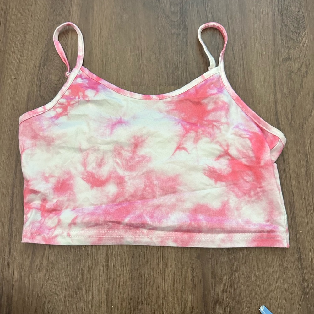 Pink tie dye tank top